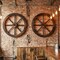 Set of 4 Rustic Brown Fir Wood Metal 24 inch Wagon Wheel Wall Decor Vintage Accent